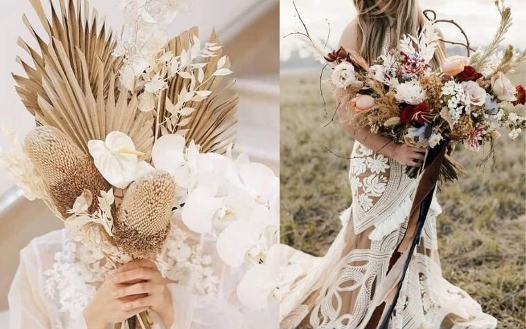 جذاب ترین دسته گل عروس با گل های خشک 