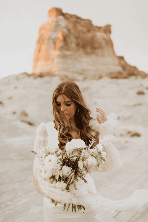 عکس تکی عروس در طبیعت کویر