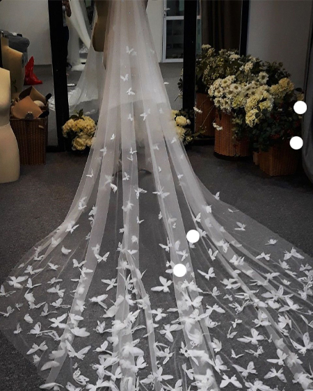 تور عروس اروپایی شیک با طرح پروانه