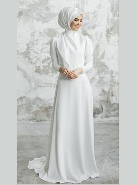 مدل لباس شیک سفید پوشیده برای مراسم عقد و محضر