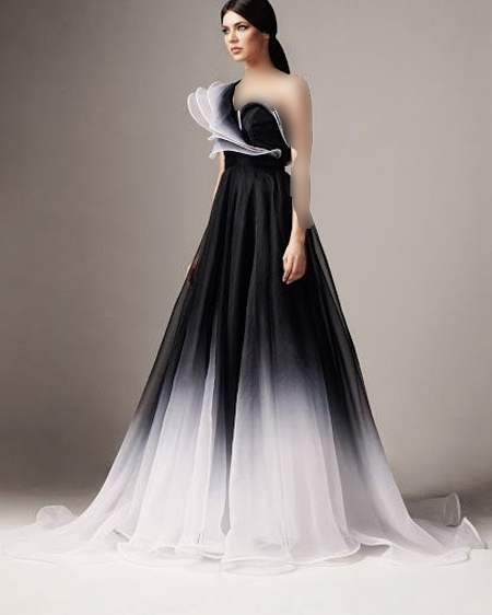 لباس عروس رنگی جذاب سفید و سیاه
